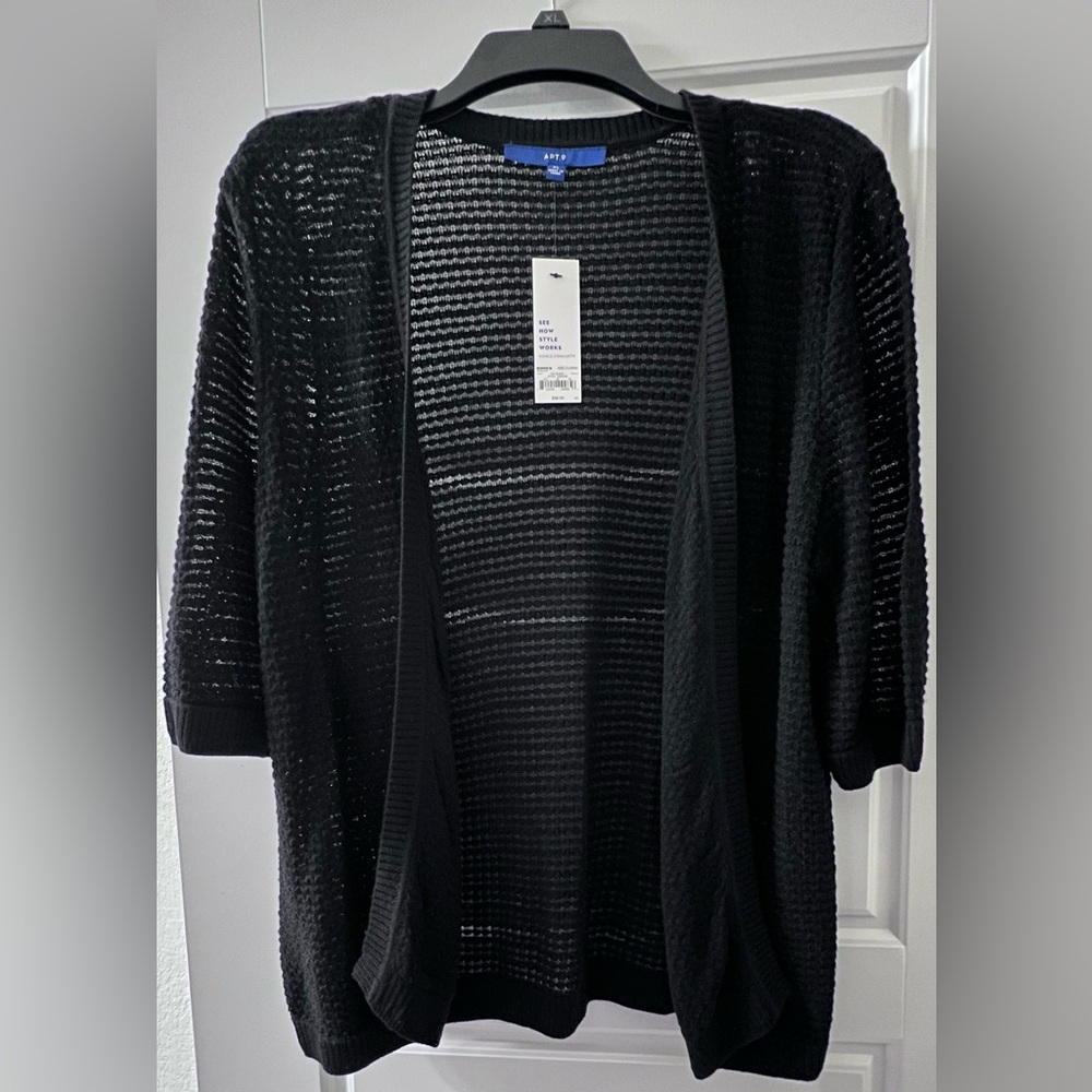 Black XL Cardigan, Apt. 9, Elbow Length Sleeves, New With Tags